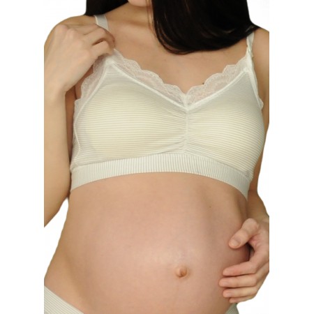 Топ для кормления с baby клипсами и кружевом Серая узкая полоска